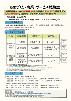 鈴木じゅんじ/「ものづくり・商業・サービス補助金」2次公募のお知らせ