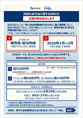 持続化給付金の制度拡充について